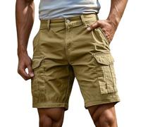 Pantalones Cortos Hombre Trabajo Verano Abotonados con Bolsillos Pantalon Corto Casual per Playa Deporte Gym Bermudas Cargo Ligero Clásicos Tallas Grandes