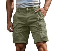 Pantalones Cortos Hombre Trabajo Verano Abotonados con Bolsillos Pantalon Corto Casual per Playa Deporte Gym Bermudas Cargo Ligero Clásicos Tallas Grandes