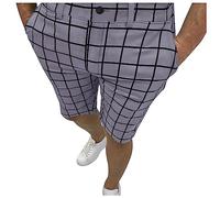 Pantalones Cortos Hombre Traje Verano Casual Moda Estampado a Cuadros Pants Jogging Original Elegant Cortos Pantalon Oficina Negocios Slim Fit Pantalones de Playa Shorts