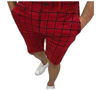 Pantalones Cortos Hombre Traje Verano Casual Moda Estampado a Cuadros Pants Jogging Original Elegant Cortos Pantalon Oficina Negocios Slim Fit Pantalones de Playa Shorts