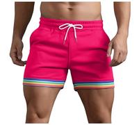 Pantalones Cortos Hombre Vaqueros, Pantalon Corto Hombre Deporte, Verano Color SóLido ArcoíRis Bolsillo CordóN Sueltos Informales Deportivos Rectos Correr Playa Bermudas Shorts