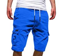 Pantalones Cortos Hombre Verano Casual Moda Bermudas Cargo Shorts con 4 Bolsillos Casual Original Color sólido Ajuste Vintage Pantalón Trabajo con Cordón Ajustable Running Correr Playa