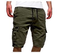 Pantalones Cortos Hombre Verano Casual Moda Bermudas Cargo Shorts con 4 Bolsillos Casual Original Color sólido Ajuste Vintage Pantalón Trabajo con Cordón Ajustable Running Correr Playa XL