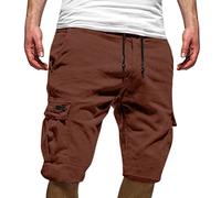 Pantalones Cortos Hombre Verano Casual Moda Pantalón con Bolsillos Laterales Original Color sólido Ajuste Vintage Bermuda Shorts Pantalones Deporte con Cordón Elástico Running Correr Playa