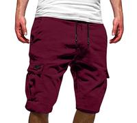 Pantalones Cortos Hombre Verano Casual Moda Pantalón con Bolsillos Laterales Original Color sólido Ajuste Vintage Bermuda Shorts Pantalones Deporte con Cordón Elástico Running Correr Playa