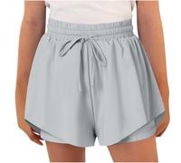 Pantalones cortos lisos para mujer, para otoño e invierno, para atletismo, correr, pierna recta, pantalones cortos lisos, 2025, a la moda, Y2K, U-754 Gray Boy Girl, 12 años