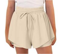 Pantalones cortos lisos para mujer, para otoño e invierno, para atletismo, correr, pierna recta, pantalones cortos lisos, 2025, a la moda, Y2K, U-754 Khaki Boy Girl, 6 años