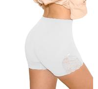 Pantalones cortos moldeadores de cintura alta para mujer, longitud media del muslo, paneles laterales de encaje, acabado suave, ligero, para uso diario, trajes de clima cálido, debajo de vestidos y