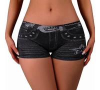 Pantalones Cortos Mujer,Cintura Elástica Leggins Cortos de Mezclilla de Imitación Slim Fit Pantalón Corto con Estampado de Bolsillo Falso Ligero Bermudas Shorts Verano Slim Fit Pantalón Corto