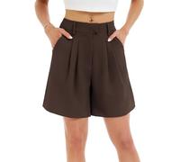 Pantalones Cortos Mujer con Cordón Pijamas Pantalon Corto Chandal Elástica Ajustable con Bolsillos Verano Shorts Deportivos para Yoga Jogging Fitness Marrón Oscuro M