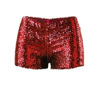 Pantalones Cortos Mujer de Lentejuelas Cintura Elástico Baja Mini Shorts Hotpants Sparkly Fiesta Sexy Ultra Club Short Casual XS-L