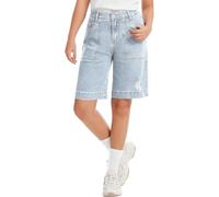 Pantalones Cortos Mujer de Verano Bermudas Cargo de Mezclilla Algodón Cintura Alta con Banda Elástica y 6 Bolsillos Bermudas de Talle Alto Damen Amanda Cortas Estándar