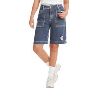 Pantalones Cortos Mujer de Verano Bermudas Cargo de Mezclilla Algodón Cintura Alta con Banda Elástica y 6 Bolsillos Bermudas de Talle Alto Damen Amanda Cortas Estándar