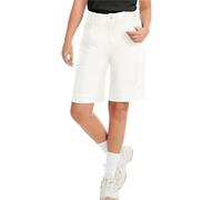 Pantalones Cortos Mujer de Verano Bermudas Cargo de Mezclilla Algodón Cintura Alta con Banda Elástica y 6 Bolsillos Bermudas de Talle Alto Damen Amanda Cortas Estándar