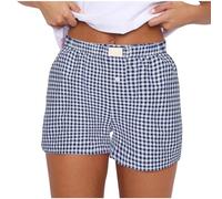 Pantalones Cortos Mujer Pijamas Mujer Suaves elásticos Cintura Estampado a Cuadros con Botones Pantalones Cortos de Pijama Ropa de Dormir Shorts Verano Ropa Deporte 2024
