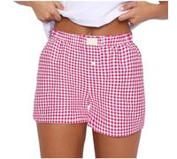 Pantalones Cortos Mujer Pijamas Mujer Suaves elásticos Cintura Estampado a Cuadros con Botones Pantalones Cortos de Pijama Ropa de Dormir Shorts Verano Ropa Deporte 2024