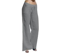 Pantalones cortos mujer talla grande pierna mujer largo ancho lino algodón cintura elástica casual pantalones sólidos pantalones de selección de corpiño con pantalones, gris, 5XL
