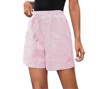 Pantalones Cortos Mujer Tiro Medio con Cintura Elástica Y Cordón Ajustable Corte Relajado Pierna Ancha para Un Look Casual Pantalón Chino Mujer Verano Fresco Y Juvenil