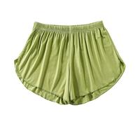 Pantalones Cortos Mujer Verano Frescos Modal, Color Sólido Cintura Alta, Bolsillos, Bermudas Moda Talla Grande Sueltas