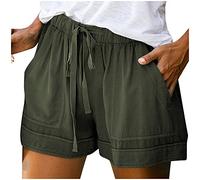 Pantalones Cortos Mujer Verano Tallas Grandes Sueltos Pantalón Corto con Cintura y Cordón Ajustados Trekking Deportivos Pantalon Cargo de Entrenamiento Transpirables Pantalones con Bolsillo