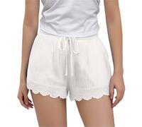 Pantalones Cortos Niñas,Algodón y Lino Short Verano Elegante de Encaje Color Sólido Pantalon Corto Entrenamiento para Correr Ciclismo Niños Pantalón Deportivos con Bolsillos 4-14 Años