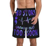 Pantalones Cortos Ninguna Historia Debería Terminar Demasiado Pronto Concientización sobre La Prevención del Suicidio Shorts De Baño Elástico Bañador Hombre Ajustable Swim Trunks para Piscina L