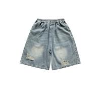 Pantalones Cortos Niño Deporte, Pantalon Corto Niña Pantalones Cortos Vaqueros hasta La Mitad del Muslo para Niños con Banda Elástica Suave Rota En El Interior (Blue 3-4 Years)