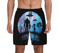 Pantalones Cortos Ovnis Alienígenas Y Bigfoot Luna Swim Trunks Transpirable Short Deportivo Cómodo Bañador Hombre para Natación Piscina Viajes L