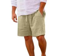 Pantalones Cortos Pantalones Cortos Lino Hombre Mens Shorts Pantalon Corto Algodon Pantalón Verano con Bolsillos Trabajo De Bermudas Short Algodón Bermuda para
