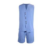 Pantalones cortos para hombre 2026 con camisa de manga corta y tejido de poliéster, casuales para el día a día de verano, uso relajado durante toda la temporada, estilo práctico (74), azul celeste, M