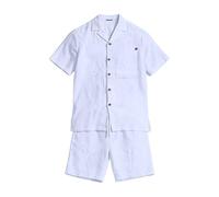 Pantalones cortos para hombre 2026 con camiseta de manga corta y tela de poliéster, casuales para el día a día de verano, uso relajado durante toda la temporada, estilo práctico, blanco, L