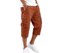 Pantalones Cortos para Hombre 3/4 Algodón Pantalón Cargo Verano Pantalón de Trabajo Holgado Oversize con Bolsillos Laterales Pantalones Cortos de Jogging Tallas Grandes