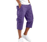 Pantalones Cortos para Hombre 3/4 Algodón Pantalón Cargo Verano Pantalón de Trabajo Holgado Oversize con Bolsillos Laterales Pantalones Cortos de Jogging Tallas Grandes