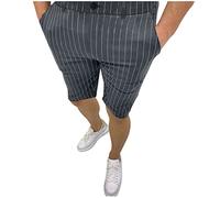 Pantalones cortos para hombre 42 Slim Pocket Zipper Fly Print Elástico Rayas Pantalones Cortos de Verano Semi Cintura Hombre Casual Pantalones de Dormir Mujer, gris, 3XL