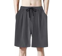 Pantalones cortos para hombre con bolsillos profundos, holgados, casuales, para correr, entrenamiento, baloncesto, gris oscuro, L