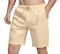 Pantalones cortos para hombre de 2026 a la moda de verano de color liso, holgados, para correr, casual, quinto, primavera y verano, beige, S