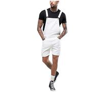Pantalones cortos para hombre, pantalones cortos casuales, pantalones cortos de mezclilla blanca, overol ligero vintage para hombre, overol de mezclilla ajustado con múltiples bolsillos, ropa de calle