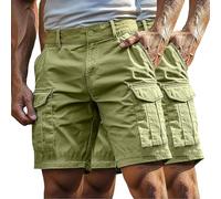 Pantalones Cortos para Hombres múltiples Bolsillos funcionales Anti-Arrugas y fácil de cuidar Ligero y Fresco para Verano prácticos para Ocio y desplazamientos（Light Verde；4XL）_1