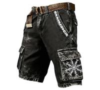 Pantalones cortos para hombres-Pantalones cortos cargo con estampado para aventuras al libre diseño utilitario múltiples bolsillos ideal para uso diario y escenarios medievales vikingos en primavera