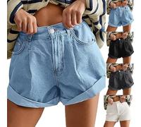 Pantalones cortos para mujer, de talla grande, de verano, Bermudas de mezclilla para mujer, ancha, pierna ancha, con bolsillo 2026, nuevos pantalones cortos, versátiles, pantalones cortos al aire