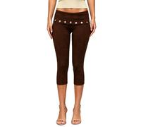 Pantalones cortos para mujer, pantalones capri, corte ajustado, aspecto de tela, pantalones moldeadores de figura, cintura elástica, pantalones 3/4, pantalones de cintura media, ajustados, monocolor