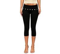 Pantalones cortos para mujer, pantalones capri, corte ajustado, aspecto de tela, pantalones moldeadores de figura, cintura elástica, pantalones 3/4, pantalones de cintura media, ajustados, monocolor