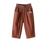 Pantalones cortos para mujer, talla grande, algodón y lino, capri, elásticos, flexibles, cómodos, palazzo, holgados, de gran tamaño, color liso, ropa de calle, holgados, cómodos, marrón, L
