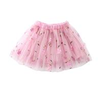 Pantalones cortos para niña S Falda tutú infantil de tul bordado con cuadros de flores arco iris a rayas para niñas de 1 a 10 años Pantalones cortos para niños, Rosa., 3-4 años