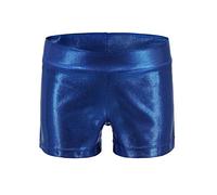 Pantalones cortos para niñas para danza, gimnasia, leotardos atléticos con purpurina brillante y pantalones calientes, azul, 9-10 Años