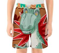 Pantalones Cortos para Niño - Pantalones Cortos con Dinosaurios para Niños Juego Activo Verano Tejido Cintura Elástica Ropa Cómoda Casual Vacaciones