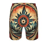 Pantalones Cortos Pluma De Geometría Nativa Americana Vintage Shorts De Baño Ajustable Bañador Hombre Elástico Swim Trunks para Natación Piscina Correr XXL