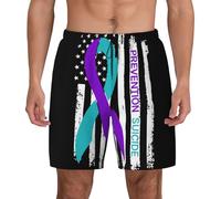 Pantalones Cortos Prevención De La Alerta De Suicidio Prevención De La Concienciación sobre El Suicidio Bañador Hombre Cómodo Short Deportivo Ajustable Shorts De Baño para Viajes Piscina S