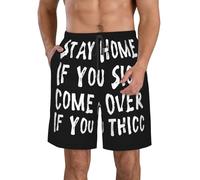 Pantalones Cortos Quédate En Casa Si Tienes Hambre, Ven Si Tienes Hambre. Shorts De Baño Cómodo Swim Trunks Ajustable Short Deportivo para Correr Natación Playa L