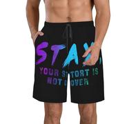 Pantalones Cortos Quédate Tu Historia No Ha Terminado. Campaña Nacional De Concientización sobre La Prevención del Suicidio. Shorts De Baño Cómodo Short Deportivo Ajustable Swim Trunks XL